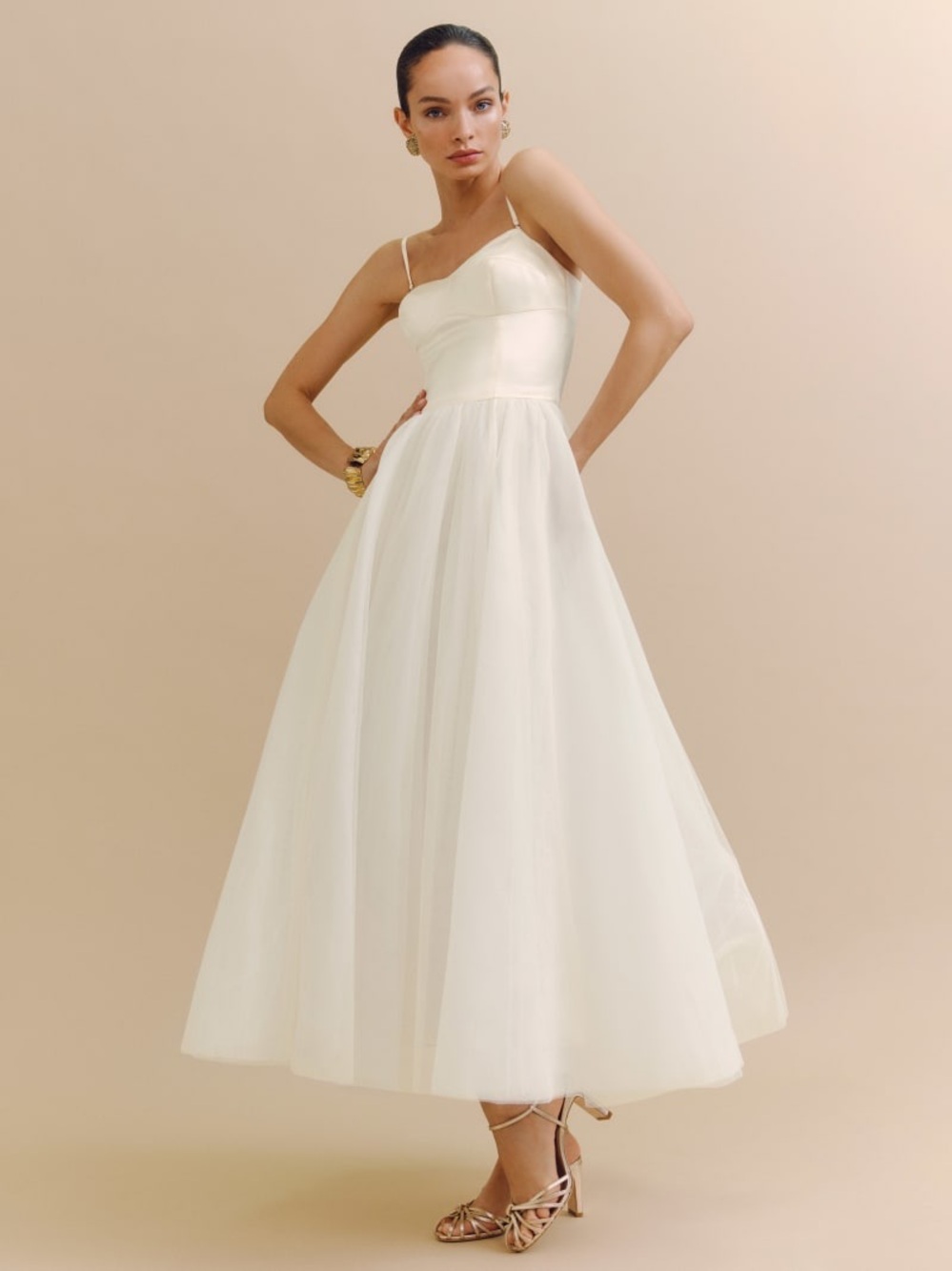 REFORMATION ALOUETTE WEDDING DRESS, FIOR DI LATTE, Sz 6 NWT